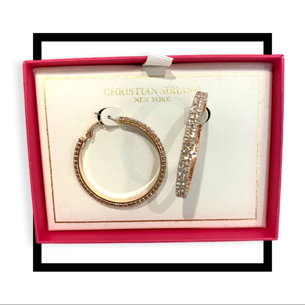 Rose Gold Hoop Earrings NWT
